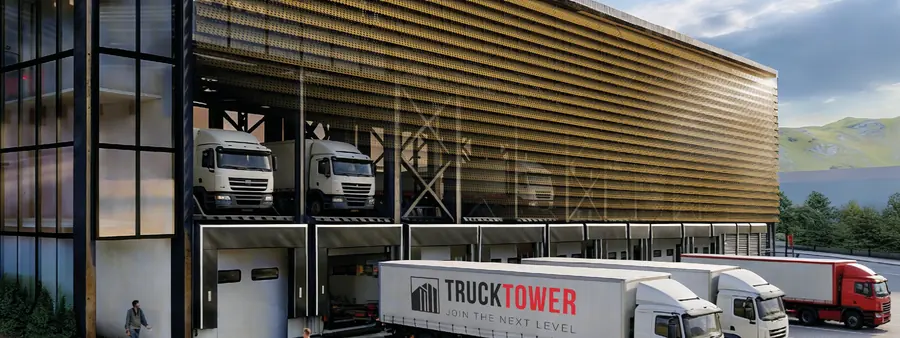 Visualisierung des TruckTower-Parkhauses für Lkw